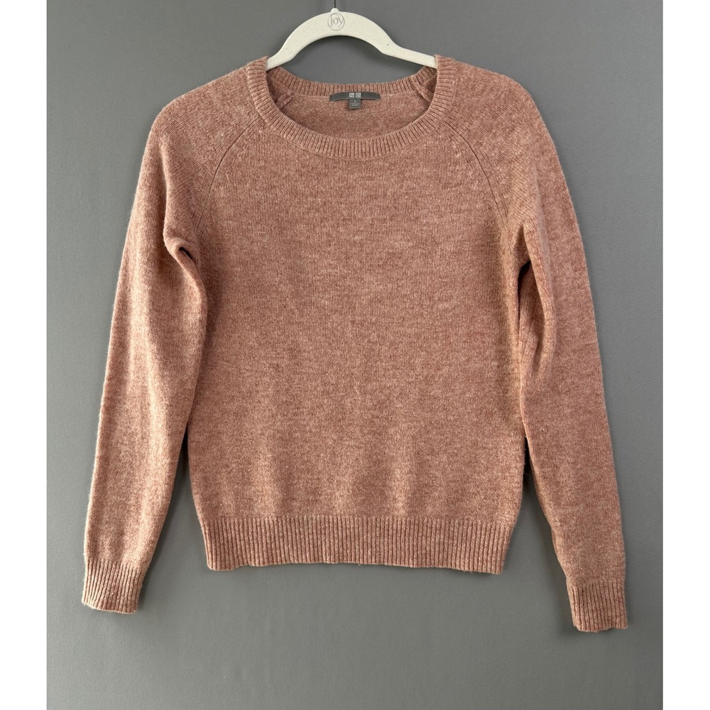 Uniqlo Wool Alpaca Blend Crewneck Sweater Pink Heather Raglan Small